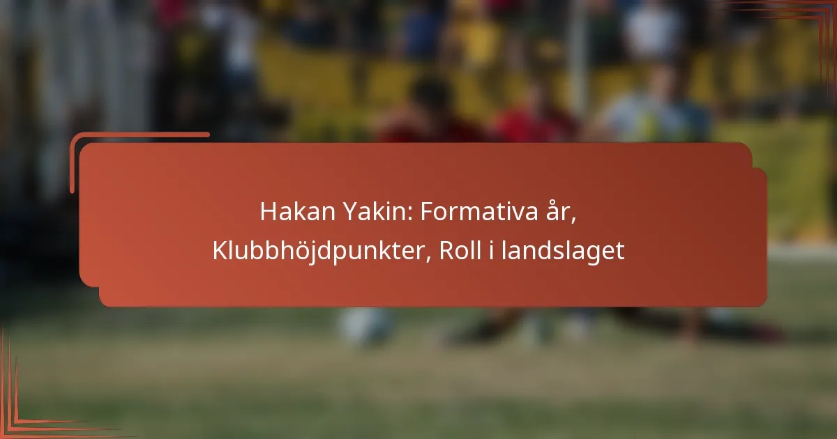 Hakan Yakin: Formativa år, Klubbhöjdpunkter, Roll i landslaget