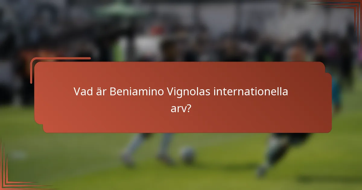 Vad är Beniamino Vignolas internationella arv?