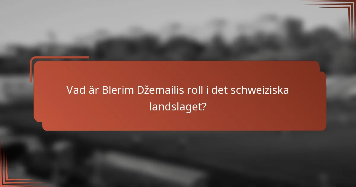 Vad är Blerim Džemailis roll i det schweiziska landslaget?