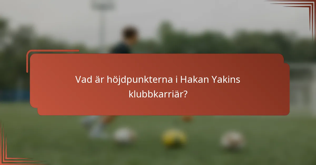 Vad är höjdpunkterna i Hakan Yakins klubbkarriär?