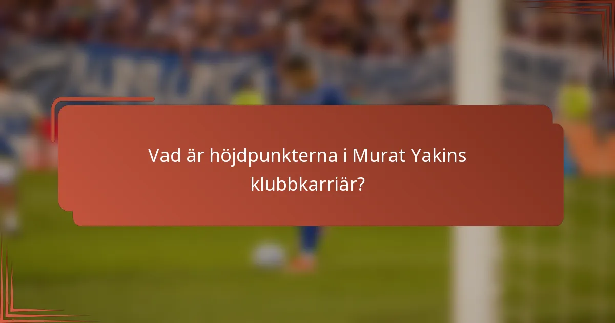 Vad är höjdpunkterna i Murat Yakins klubbkarriär?