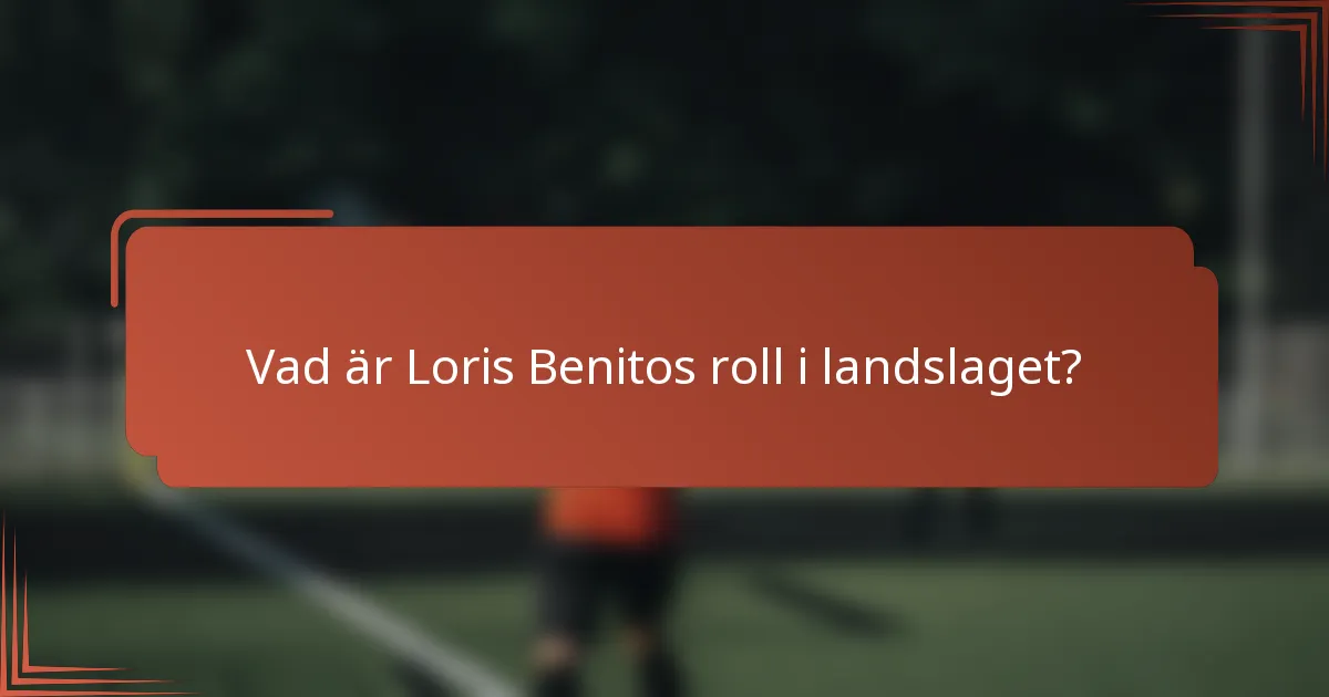 Vad är Loris Benitos roll i landslaget?