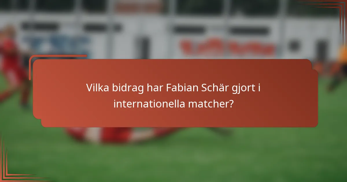 Vilka bidrag har Fabian Schär gjort i internationella matcher?